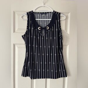Tommy Hilfiger Navy Anchor Stripe Blouse sleeveless size large